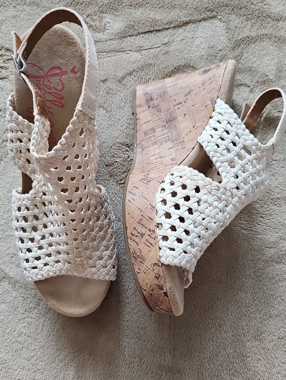 Bella Vita Cream Woven Cork Wedge Sandals